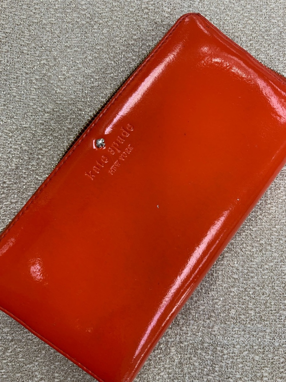 kate spade Patent Orange Zip Phone Wallet